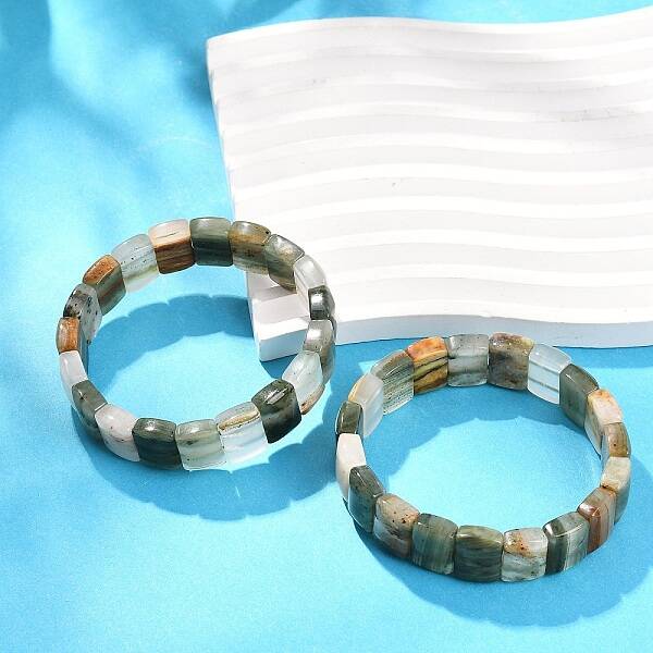 Natural Rutilated Quartz Gemstone Beaded Stretch Bracelets for Women Men