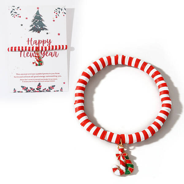 Elegant Christmas Handmade Polymer Clay Heishi Beaded Stretch Bracelets