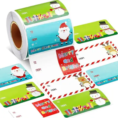 Christmas Themed Sticker, 500pcs/roll Self Adhesive Label, DIY Creative Paster for Scrapbook Ornaments Notebook Students Gift...