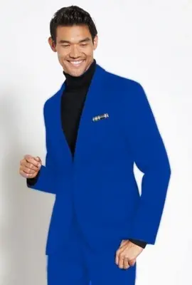 Suit And Turtleneck Combo - Turtleneck Prom Outfits - Prom Turtleneck  Blue Suit