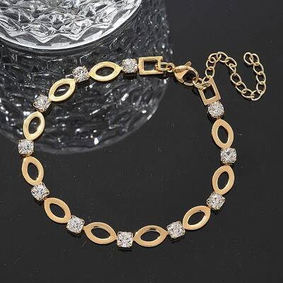 304 Stainless Steel Rhinestone Cup Chain Bracelets for Women