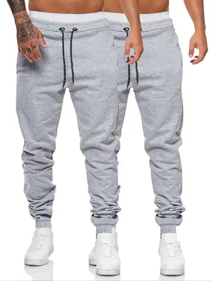 Men's Regular Fit Plain Drawstring Waist Sweatpants, Casual Comfy Pocket Elastic Waist Pants for Daily Wear, Men's Bottoms fo...