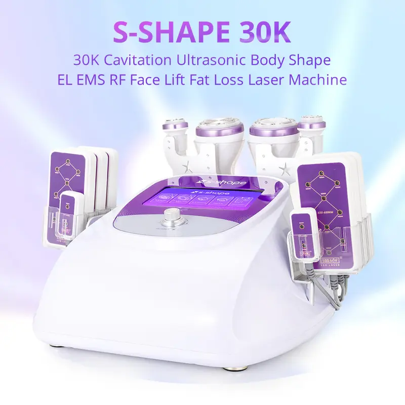 S Shape 6 in 1 30K Ultrasonic Cavitation RF Laser Machine Body Sculpting Skin Tightening for Spa Salon Studio Home Use | SD-4...