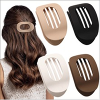 Solid Color Hair Clip, 4pcs Oval Acrylic Hair Clips Set for Women, No Trace Flat Large Hair Clip, Elegant Minimalist Frosted ...