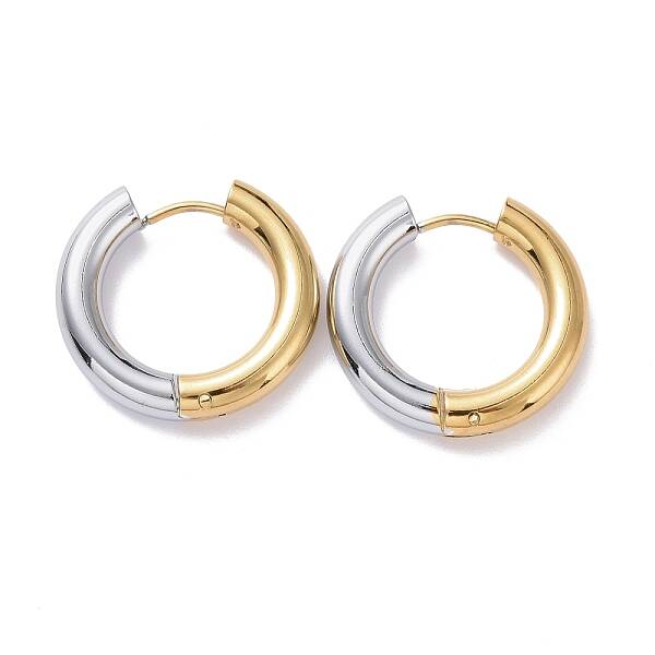 Two Tone 304 Stainless Steel Hinged Hoop Earrings for Women