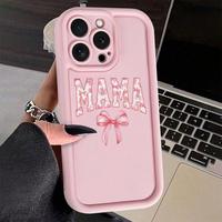 Mom Letter & Bowknot Pattern Phone Case, Anti-drop Durable Cellphone Protective Case, Total Protective Shockproof Smartphone ...