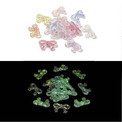 Bowknot with Star UV Plating Luminous Rainbow Iridescent Acrylic Beads