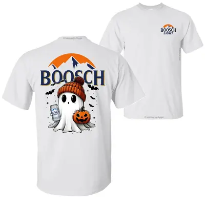 Boosch Light Halloween Cute Boo Boo Ghost Pumpkin T-Shirt, Trendy Halloween Spooky Season 2 Sided Graphic Design Unisex Cotto...