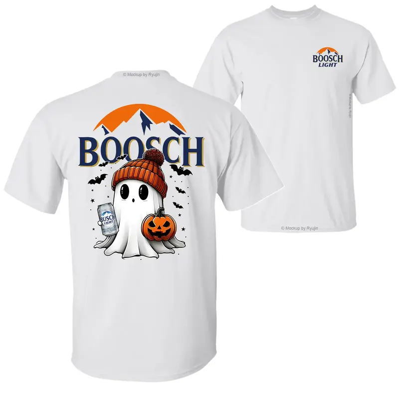 Boosch Light Halloween Cute Boo Boo Ghost Pumpkin T-Shirt, Trendy Halloween Spooky Season 2 Sided Graphic Design Unisex Cotto...