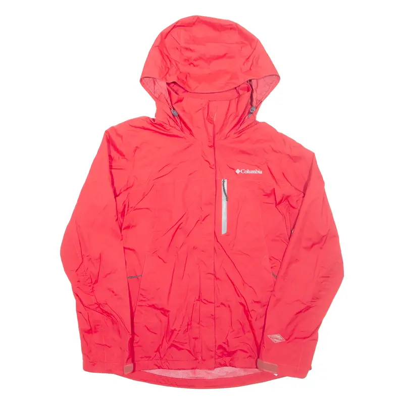 COLUMBIA Lightweight Womens Rain Jacket Pink Hooded S