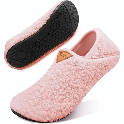House Slippers With Non-Slipsole Slipon For Women And Men，Adults Rubber Sole Slippers，Fuzzy Loafer， Footwear Shoe Slide...