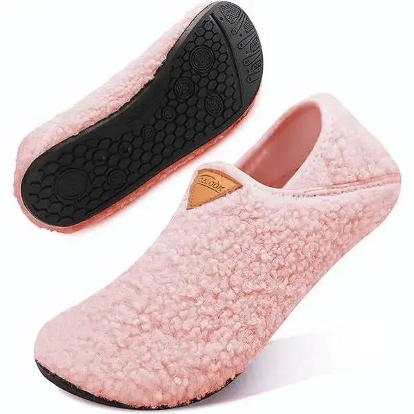 House Slippers With Non-Slipsole Slipon For Women And Men，Adults Rubber Sole Slippers，Fuzzy Loafer， Footwear Shoe Slide...