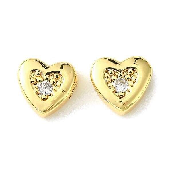 Brass Micro Pave Cubic Zirconia Beads