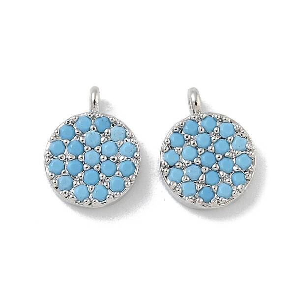 Rack Plating Brass Micro Pave Cubic Zirconia Charms