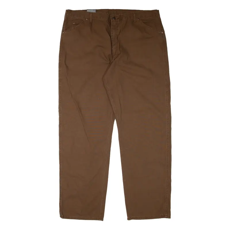 DICKIES Dungaree Fit Workwear Mens Trousers Brown Relaxed Tapered W42 L32