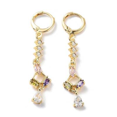 Rack Plating Golden Brass Dangle Leverback Earrings