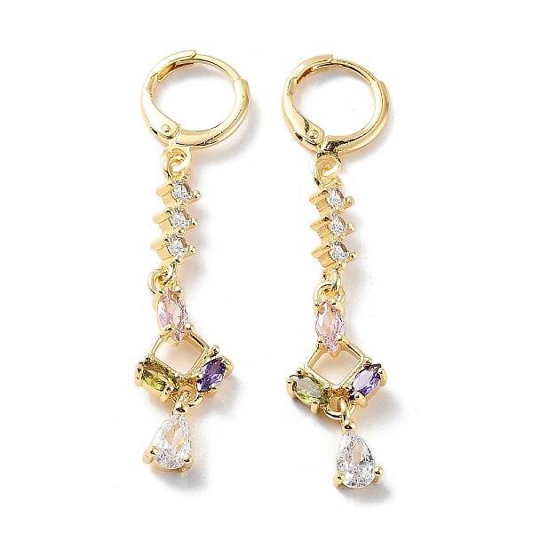 Rack Plating Golden Brass Dangle Leverback Earrings