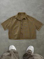 Men's Plaid Print Short Sleeve Shirt, Regular Fit Casual Retro Button Collar Top for Summer, Fashion Men's Top for Daily Wear