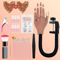 Practice Hands Kit for Acrylic Nail, Removable Nail Model Hands, Manicure Hands for Beginners to Practice, Comes with 200 Nai...
