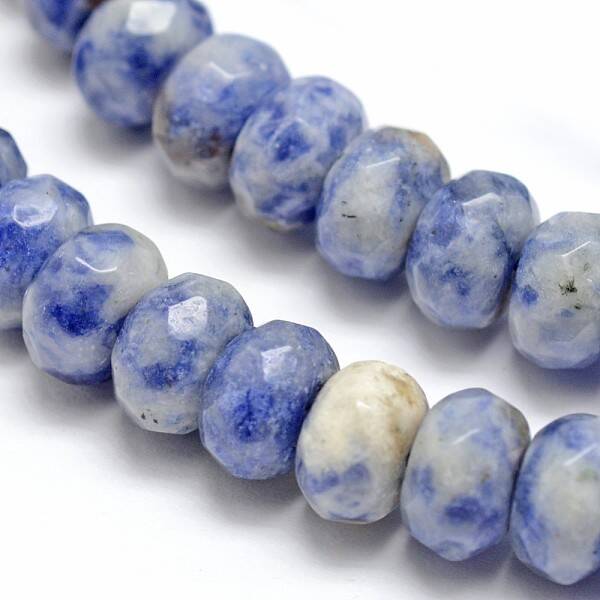 Faceted Natural Blue Spot Jasper Rondelle Beads Strands
