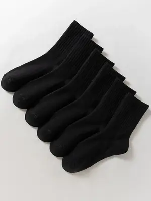 Women's Basic Solid Crew Socks, Casual Comfy Breathable Mid Calf Socks for Daily Outdoor Wear, Women's Hosiery for All Seaso...