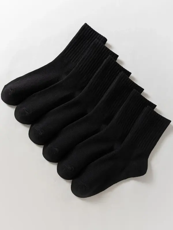 Women's Basic Solid Crew Socks, Casual Comfy Breathable Mid Calf Socks for Daily Outdoor Wear, Women's Hosiery for All Seaso...