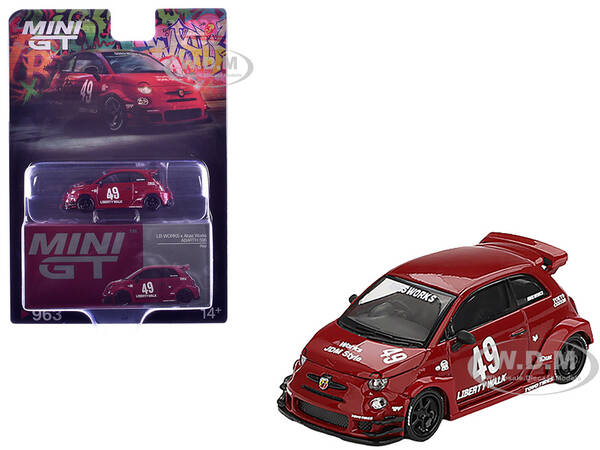 ABARTH 595 #49 LB-Works x Abas Works Red Limited Edition 1/64 Diecast Model Car by Mini GT