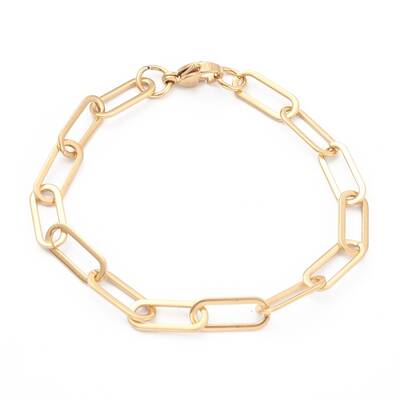 PVD Vacuum Plating 304 Stainless Steel Paperclip Chain Bracelets