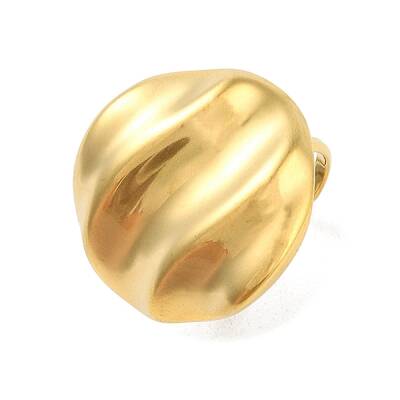 Corrugated Oval 304 Stainless Steel Open Cuff Ring for Women Men