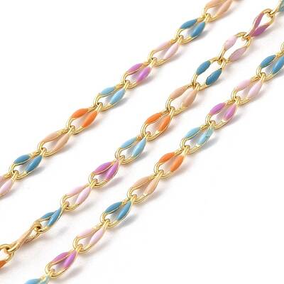 Brass Enamel Curb Chains