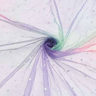 Tie Dye Silver Star Polyester Mesh Tulle Fabric