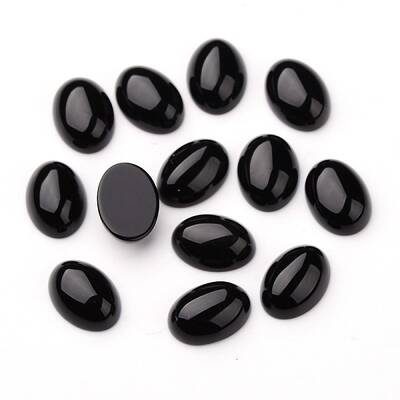 Grade A Natural Black Agate Oval Cabochons