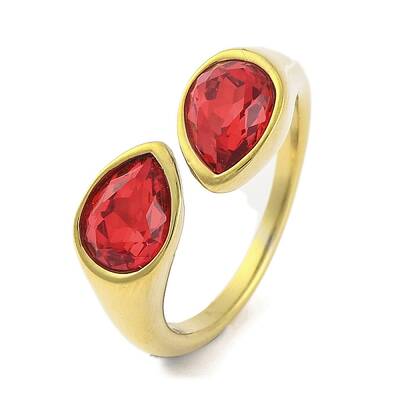 Ion Plating(IP) 304 Stainless Steel Rhinestone Teardrop Cuff Open for Women