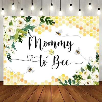 Aperturee Mommy To Bee Heart Flower Baby Shower Backdrop