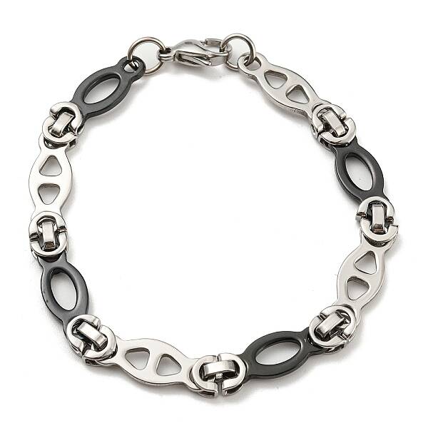Two Tone 201 Stainless Steel Oval Link Chain Bracelet