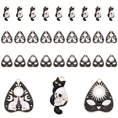 30Pcs 3 Style Alloy Enamel Pendants