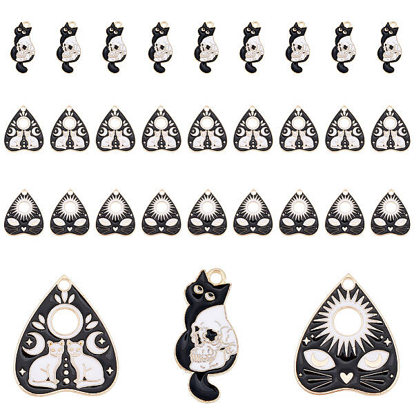 30Pcs 3 Style Alloy Enamel Pendants