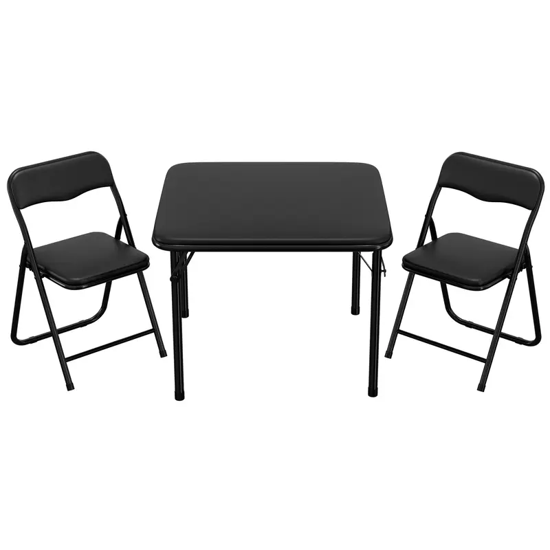 Garvee Boys and Girls Folding Table and Chairs Set of 3, Portable Table and Chair with PU Soft Cushion,Suitable for Eating,Re...