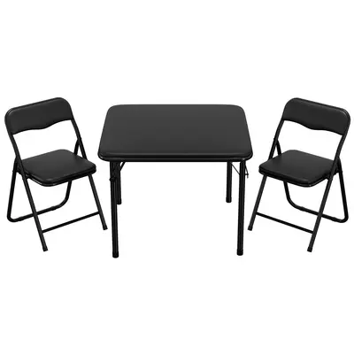Garvee Boys and Girls Folding Table and Chairs Set of 3, Portable Table and Chair with PU Soft Cushion,Suitable for Eating,Re...