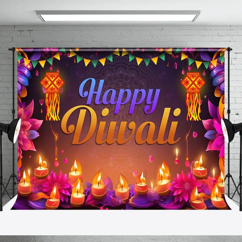 Aperturee Green Leaves Mandala Bunga Malai Diwali Backdrop - Aperturee