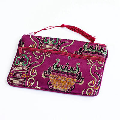 Chinese Style Flower Pattern Satin Jewelry Packing Pouches