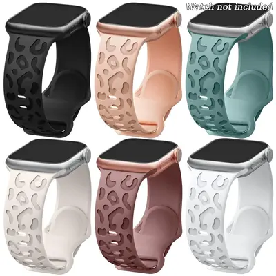 Leopard Pattern Watch Band (Band Only), Soft Silicone Watch Band for Women & Men, Wearable Accessories for Apple Watch Series...