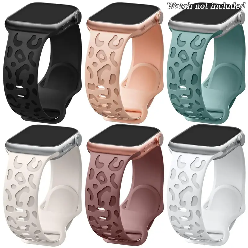 Leopard Pattern Watch Band (Band Only), Soft Silicone Watch Band for Women & Men, Wearable Accessories for Apple Watch Series...