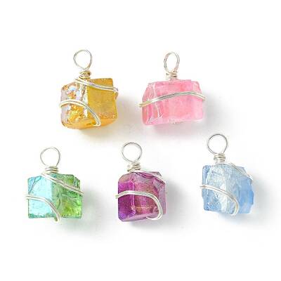 Electroplated Natural Quartz Copper Wire Wrapped Pendants