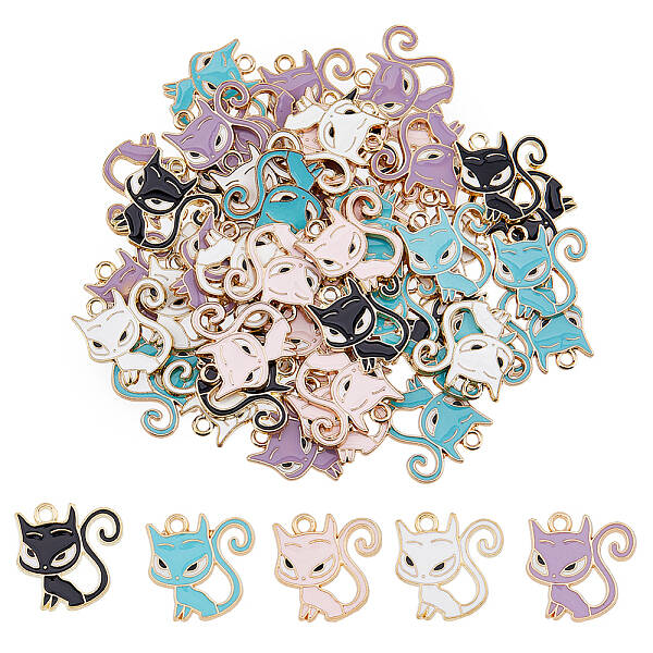 40PCS 5Colors Alloy with Enamal Pendants