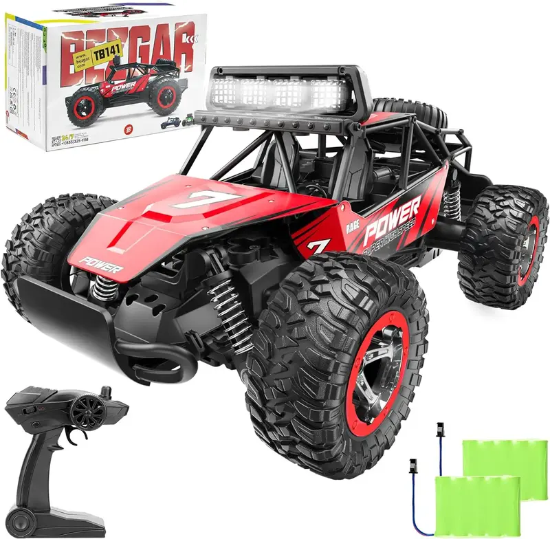 BEZGAR Remote Control Car - 2.4GHz High Speed 33KM/H RC Cars Toys, 1:14 Monster RC Truck Off Road with LED Headlight and Rech...