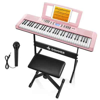 Donner DEK-200 61 Key Piano Full-Size Electronic Keyboard Set, Dual Keyboard, Auto Accompaniment, Metronome, Record, Includes...