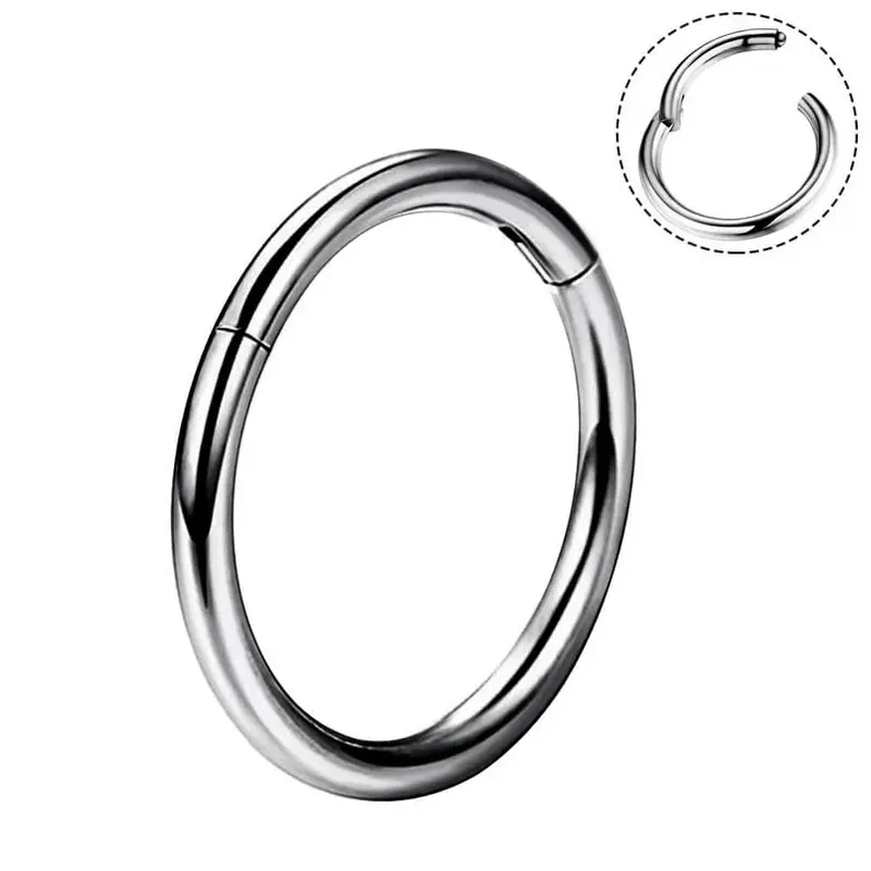 10G Septum Ring Titanium Hinged Segment Hoop - 8mm