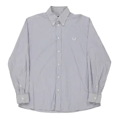 Age 12 Fred Perry Striped Shirt - Large Blue Cotton