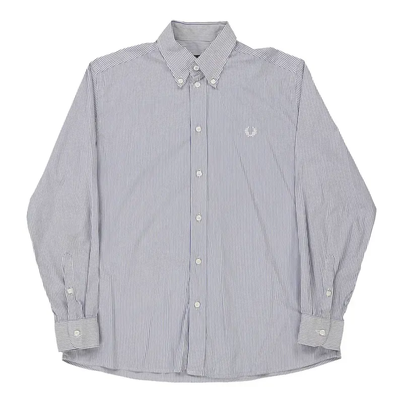 Age 12 Fred Perry Striped Shirt - Large Blue Cotton
